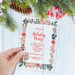 Invitaciones Acrílicas Botánicos elegantes de invierno para fiesta de Nav