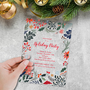 Invitaciones Acrílicas Botánicos elegantes de invierno para Navidad