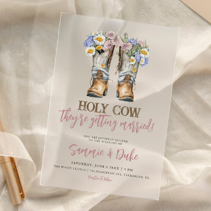 Invitaciones Acrílicas Botas de Flores Occidentales y Rústicas de Boda