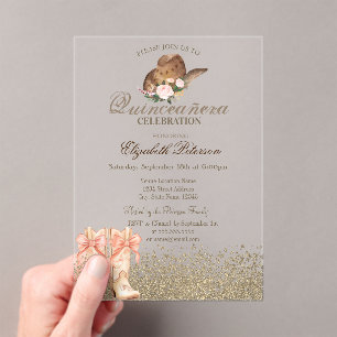 Invitaciones Acrílicas Botas Quinceañera 