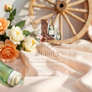 Invitaciones Acrílicas Botellas de Boots & Bubbly Country Western Baby Sh