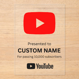 Invitaciones Acrílicas botón de reproducción de youtube personalizado tra