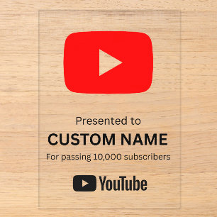 Invitaciones Acrílicas Botón de reproducción personalizado de YouTube tra