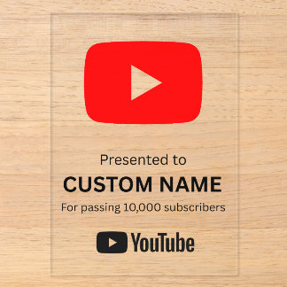 Invitaciones Acrílicas Botón de reproducción personalizado de YouTube tra