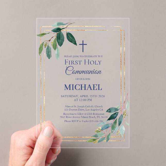 Invitaciones Acrílicas Boy First Holy Communion Acrylic Invitation (Insitu (portátil))