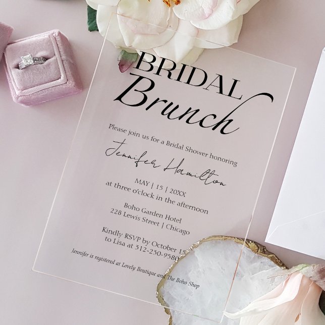 Invitaciones Acrílicas Bridal Brunch | Ducha de novia negra y blanca (Subido por el creador)