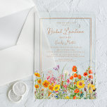 Invitaciones Acrílicas Bridal Luncheon Boho Flores salvajes Bridal Shower<br><div class="desc">Bridal Luncheon Boho Wild Flowers Bridal Shower Acrylic Invitation presenta flores de campo de bonito en naranja, amarillo, púrpura y rosa sobre un fondo opaco con su información sobre la Invitación a la Ducha Bridal en el centro. Personalice editando el texto en los cuadros de texto. Diseñado por Evco Studio...</div>