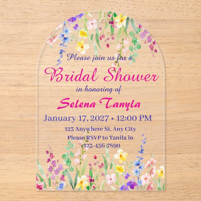 Invitaciones Acrílicas Bridal Shower Invitation Card (Anverso)