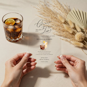 Invitaciones Acrílicas Brindis al Amor Acuarela Bodas de Cocktail para Pa