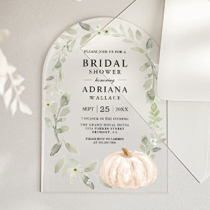 Invitaciones Acrílicas Brindis de Boda de Salvia Rústica Verde y Calabaza