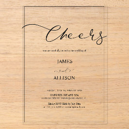 Invitaciones Acrílicas brindis Elegante Minimalista Sencillo Boda