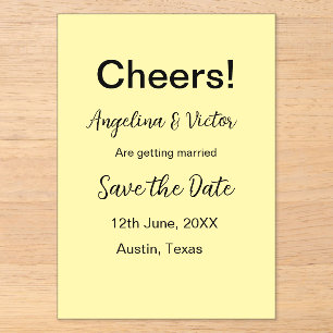 Invitaciones Acrílicas Brindis guarda la fecha simple minimalista moderno