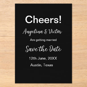Invitaciones Acrílicas Brindis guarda la fecha simple minimalista moderno