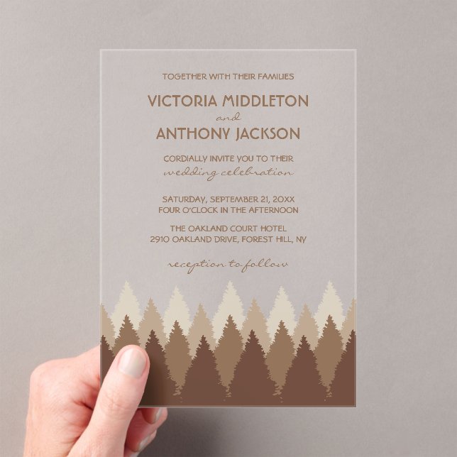 Invitaciones Acrílicas Brown Forest Range Woodland Wedding (Insitu (portátil))