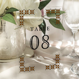 Invitaciones Acrílicas Brown Ukrainian Wedding Acrylic Table Number