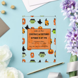 Invitaciones Acrílicas Bruja espeluznante de Halloween, Casa embrujada, L