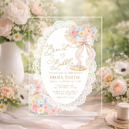 Invitaciones Acrílicas Brunch and Bubbly Colorful Floral Bridal Shower