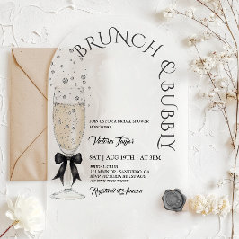 Invitaciones Acrílicas Brunch & Bubbly Prosecco Bow Bridal Shower