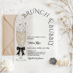 Invitaciones Acrílicas Brunch & Bubbly Prosecco Bow Bridal Shower