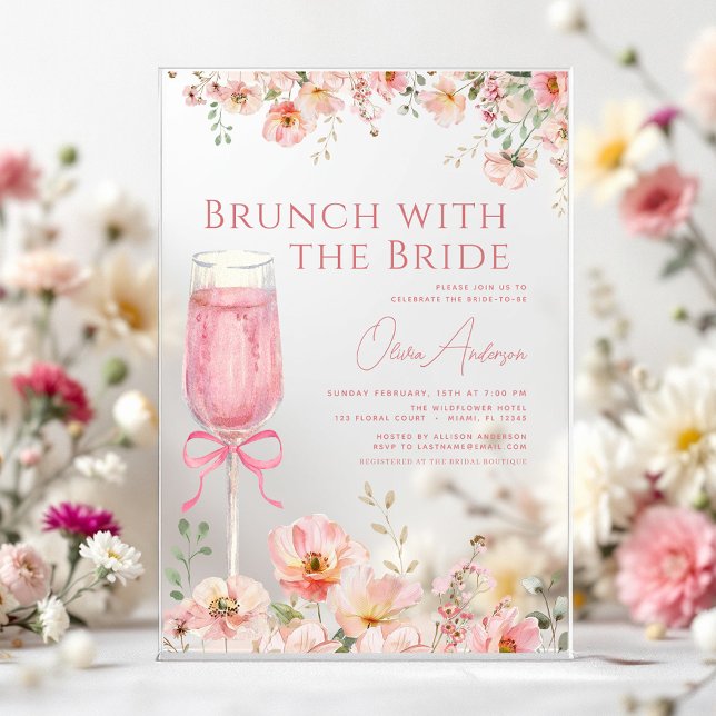 Invitaciones Acrílicas Brunch con la ducha de novias rosada (Subido por el creador)