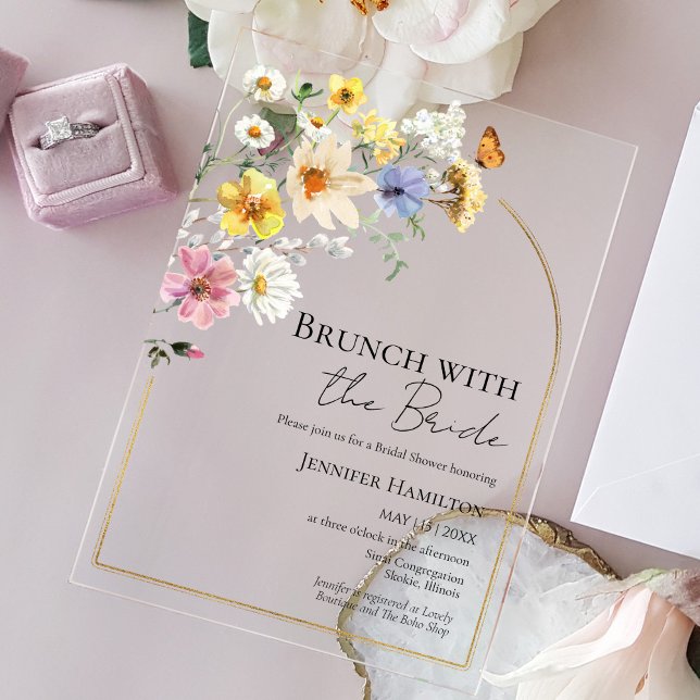 Invitaciones Acrílicas Brunch con la ducha nupcial de flores silvestres d (Subido por el creador)