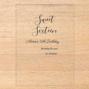 Invitaciones Acrílicas Brunch de cumpleaños sweet sixteen nombre 16