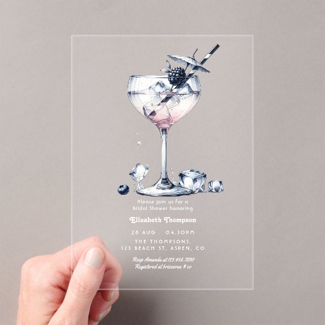 Invitaciones Acrílicas Brunch de Despedida de Soltera con Cóctel de Gin M (Insitu (portátil))