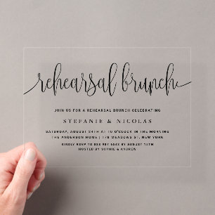 Invitaciones Acrílicas Brunch de Ensayo de Caligrafía Bonita Negra