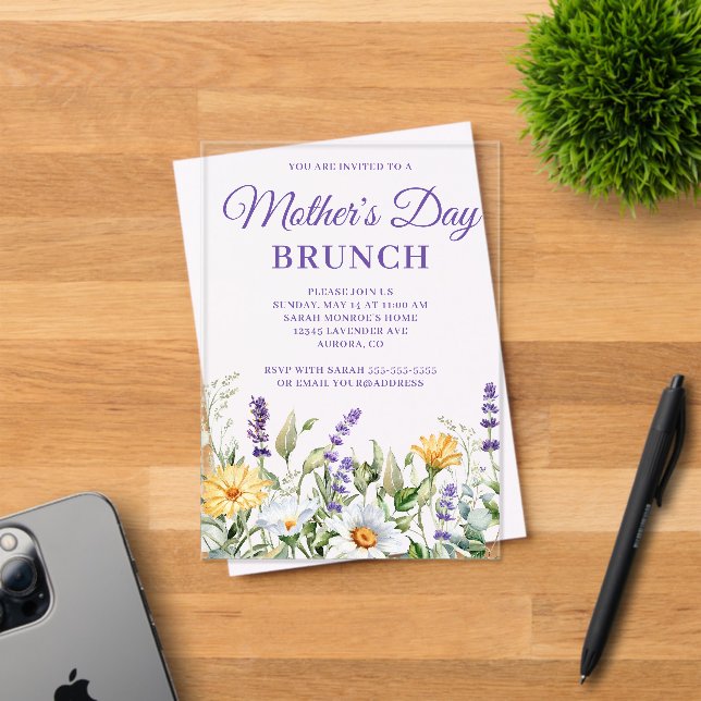 Invitaciones Acrílicas Brunch del Día de la Madre en la frontera acuática (Insitu (Tarjeta de Invitación))