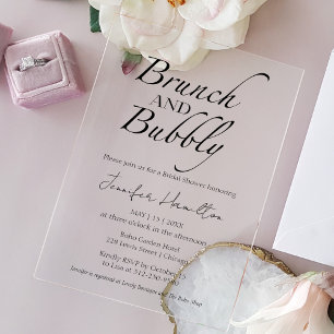 Invitaciones Acrílicas Brunch y Burbujas Despedida de Soltera en Blanco
