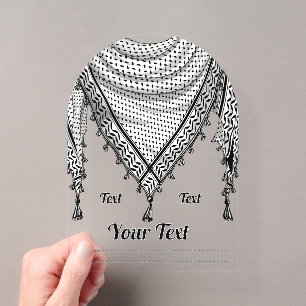 Invitaciones Acrílicas Bufanda tradicional palestina Keffiyeh Tela Tradic
