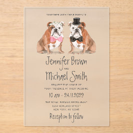 Invitaciones Acrílicas Bulldog Inglés Perros De Boda Adorables