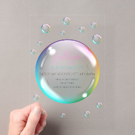 Invitaciones Acrílicas Burbujas acuáticas Cumpleaños