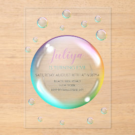 Invitaciones Acrílicas Burbujas acuáticas Cumpleaños