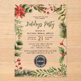 Invitaciones Acrílicas Business Logo Christmas Holidays Employees Party