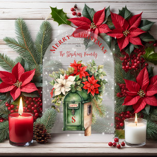 Invitaciones Acrílicas Buzón Floral de Monograma sin Foto para Navidad