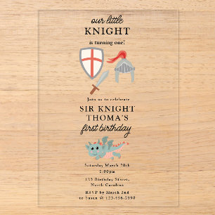 Invitaciones Acrílicas Caballeros de dragones Cumpleaños Castillo Medieva