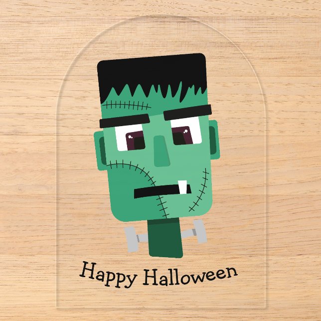 Invitaciones Acrílicas Cabeza de Frankenstein Monster (Anverso)