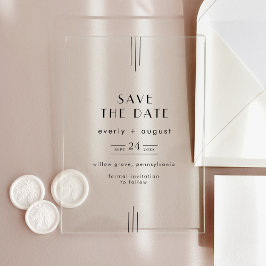Invitaciones Acrílicas CADA boda Art Déco Moderno salva la fecha