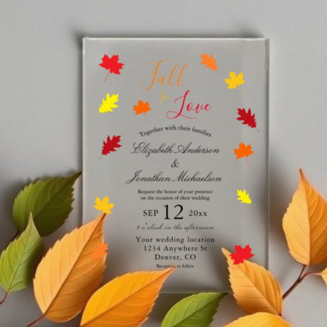 Invitaciones Acrílicas Caer Enamorada El otoño deja Boda (Subido por el creador)