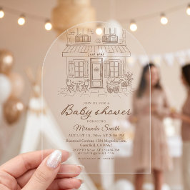 Invitaciones Acrílicas Cafe Bebe Baby Shower 