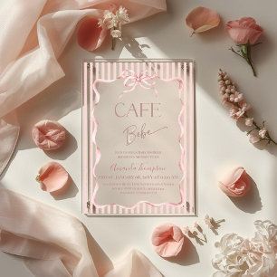 Invitaciones Acrílicas Cafe Bebe Chica Retro Rosa Cumpleaños Bebé Niña
