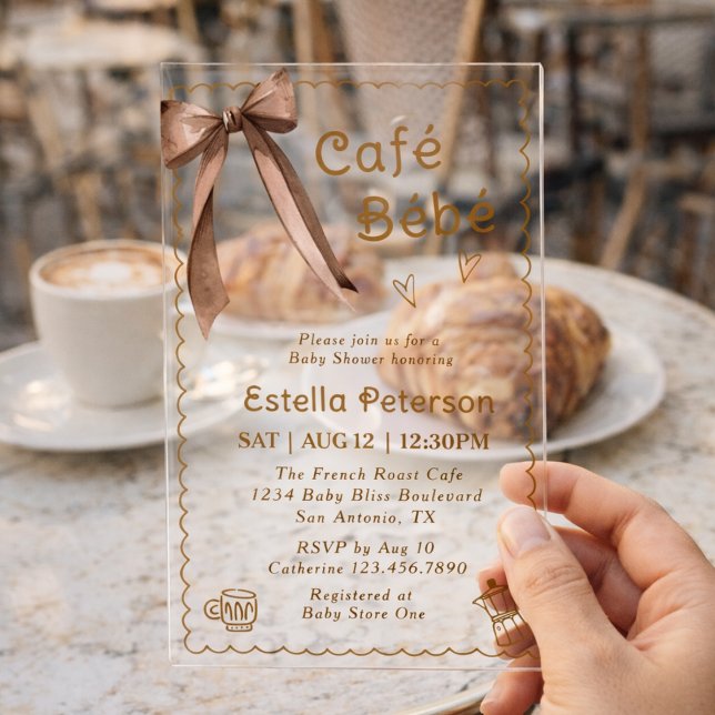 Invitaciones Acrílicas Cafe Bebe French Coffee Shop Themed Baby Shower (Subido por el creador)