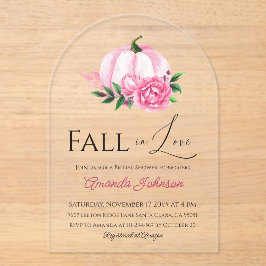 Invitaciones Acrílicas Caída Amor Rubor Calabaza rosa Rústica Ducha de no