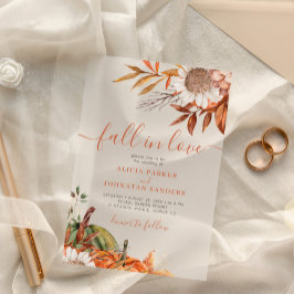 Invitaciones Acrílicas Caída del Boho rust floral terracota hojas boda
