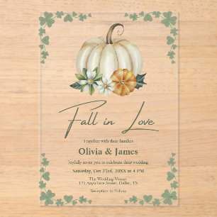 Invitaciones Acrílicas Caída en el amor Calabaza Sabio Boda Verde