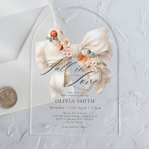 Invitaciones Acrílicas Caída en el amor Floral inunda Baby Shower moderno