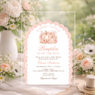 Invitaciones Acrílicas Calabacita en Camino Lazo Niña Baby Shower