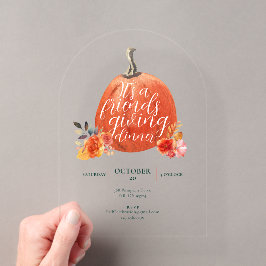 Invitaciones Acrílicas Calabaza acuarela de color favorable al otoño