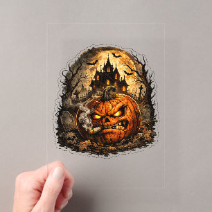 Invitaciones Acrílicas Calabaza enojada de Halloween 🎃   Pegatina de Spo